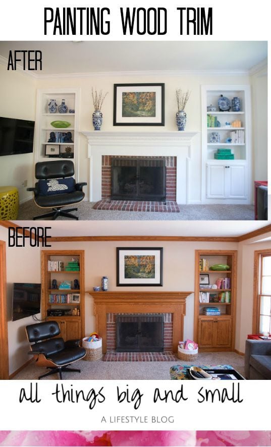 painted wood trim fireplace before and after