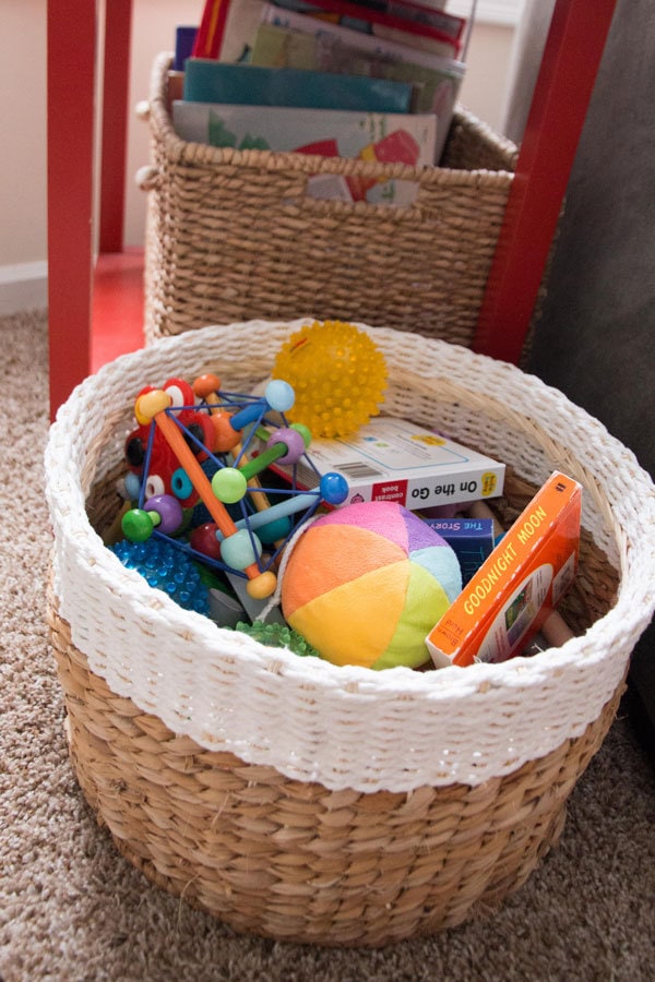 Love this cute storage basket--perfect for organizing your home and nursery! More home organization tips and storage basket picks by DIY Decor Mom - Stylish and Functional Storage Baskets to Help You Organize by popular home decor blogger DIY Decor Mom