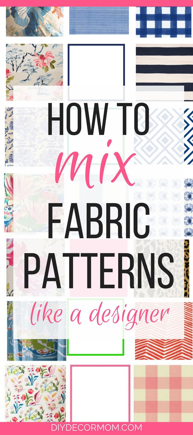 LOVE THIS! Failproof formula to mix fabric patterns like a designer--these tips will help you decorate your home and mix patterns! Tips and tricks from home decor blogger DIY Decor Mom