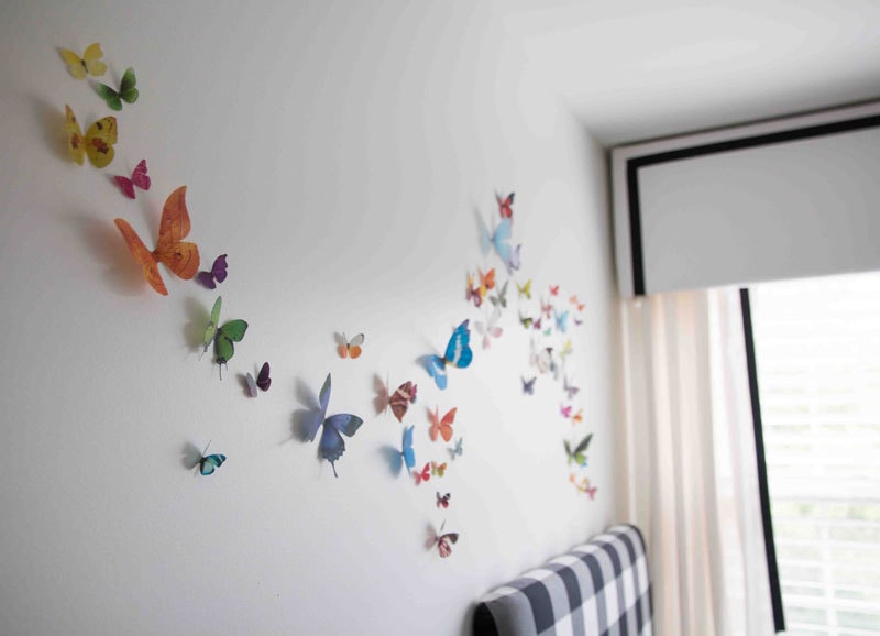 How to Add a 3-D butterfly wall in a nursery-- READ and REPIN for more budget-friendly decor and DIYs for nursery and home all at ALL THINGS BIG AND SMALL BLOG!