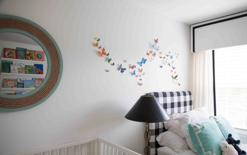 How to Add a 3-D butterfly wall in a nursery-- READ and REPIN for more budget-friendly decor and DIYs for nursery and home all at ALL THINGS BIG AND SMALL BLOG!