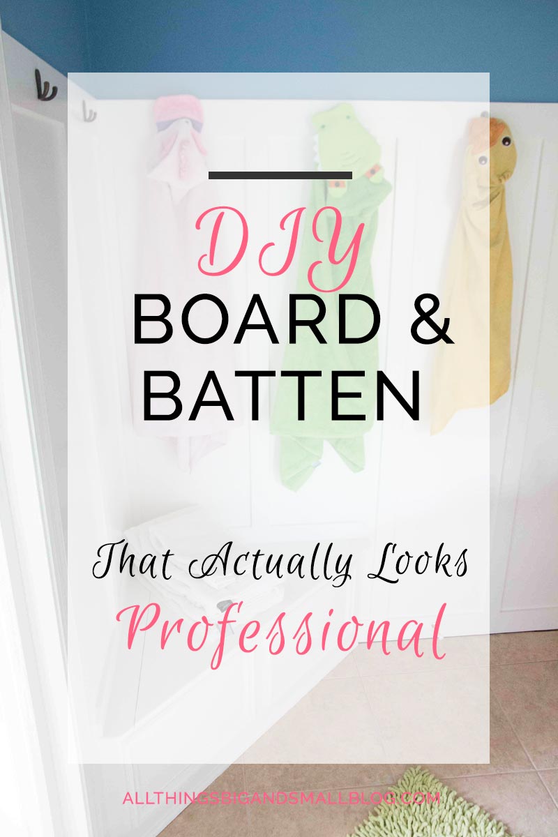 DIY Board and Batten- how to DIY budget friendly board and batten that will make your house look amazing! More DIY tutorials at All Things Big and Small Blog!