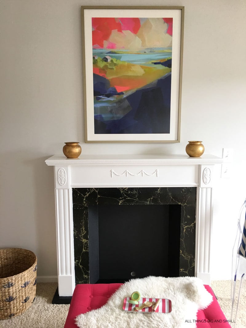 DIY Faux Fireplace and Mantel | Fake Fireplace | Faux Fireplace | DIY Mantel | ALL THINGS BIG AND SMALL