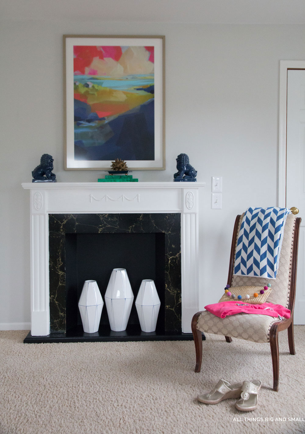 DIY Faux Fireplace- One Room Challenge - ALL THINGS BIG AND SMALL