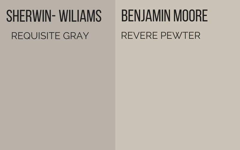 sherwin-williams requisite gray vs benjamin moore revere pewter