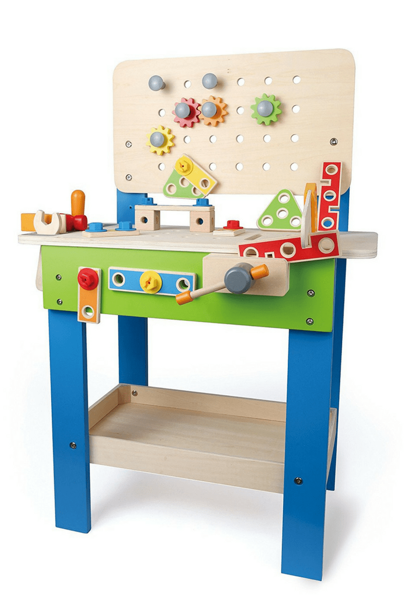 best toys for two year old boys- wooden toy bench the perfect gift for two year old boys