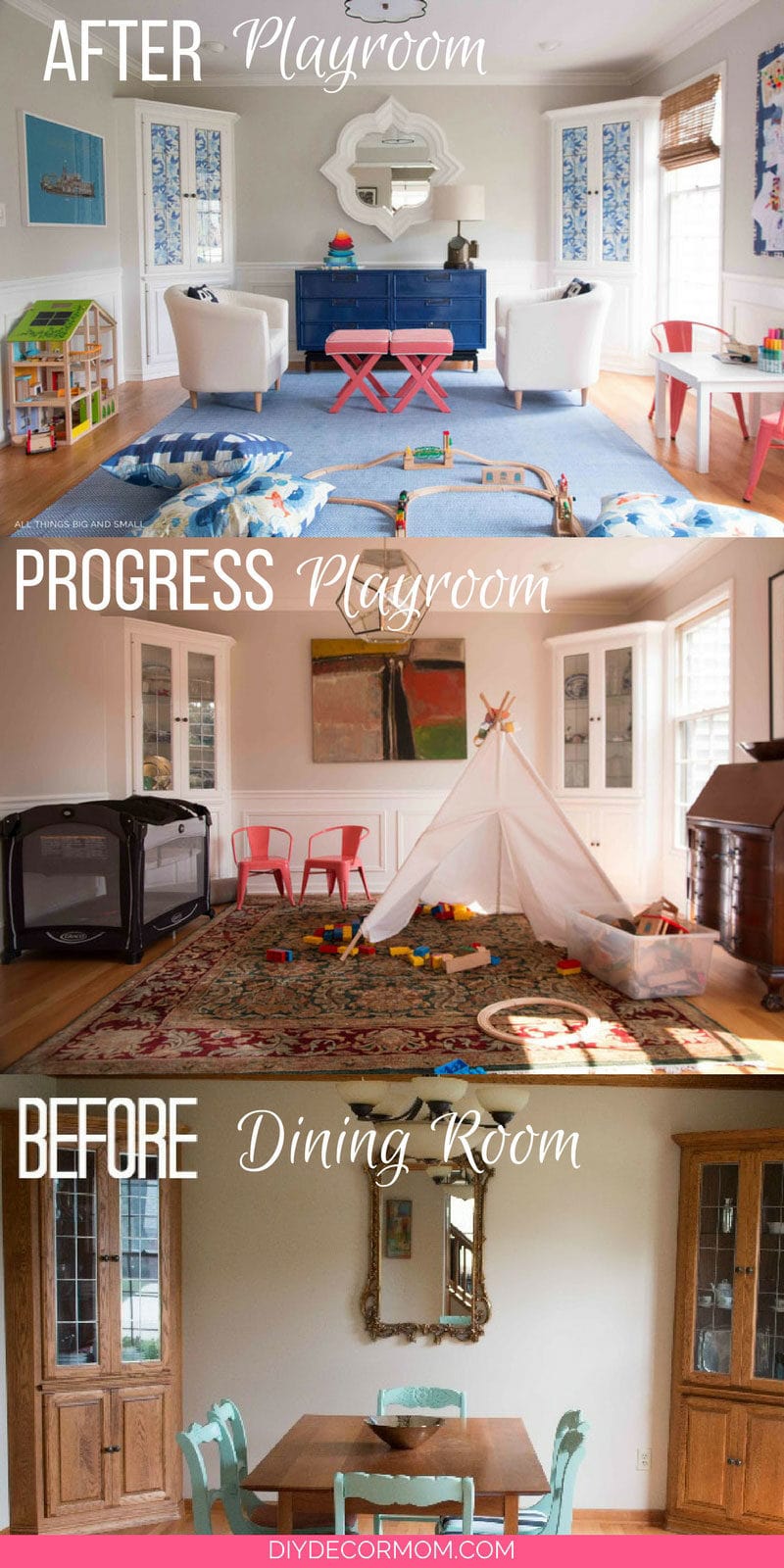 Before and After Playroom Decor Makeover ALL DIY - Semi Flush Ceiling Lights by popular home decor blogger DIY Decor Mom