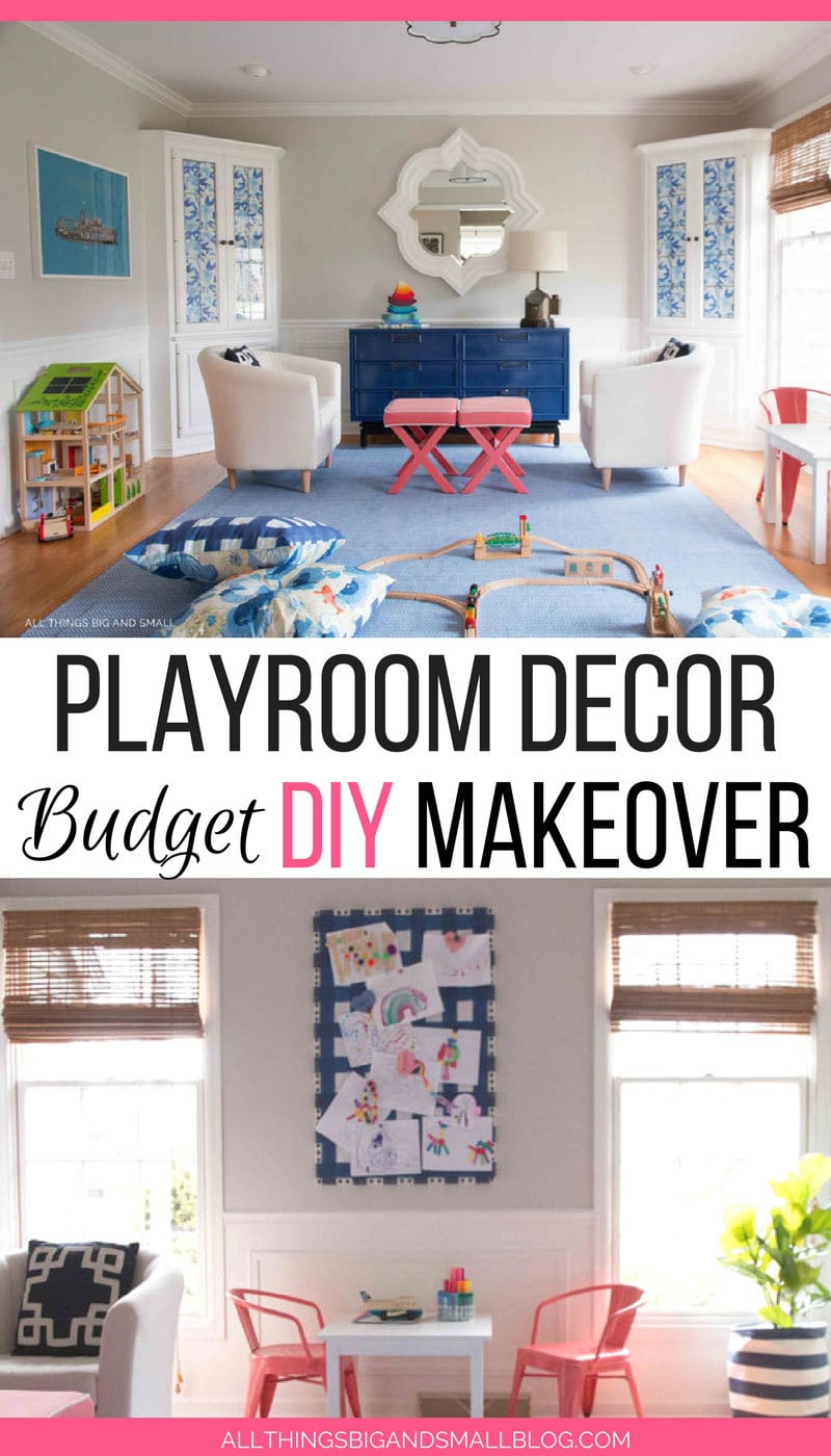 playroom decor makeover on a budget--see a dining room playroom makeover