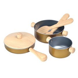 wooden play food gold pans - Wooden Play Food by popular style blog DIY Decor Mom