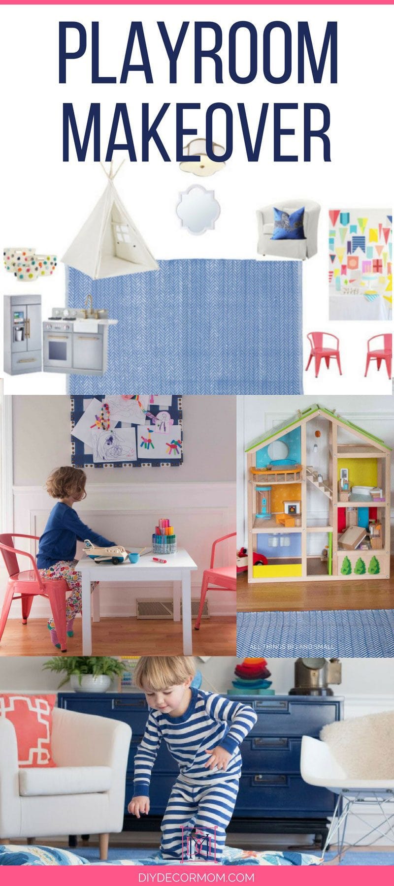 playroom decor and playroom makeover design for colorful playroom with kids