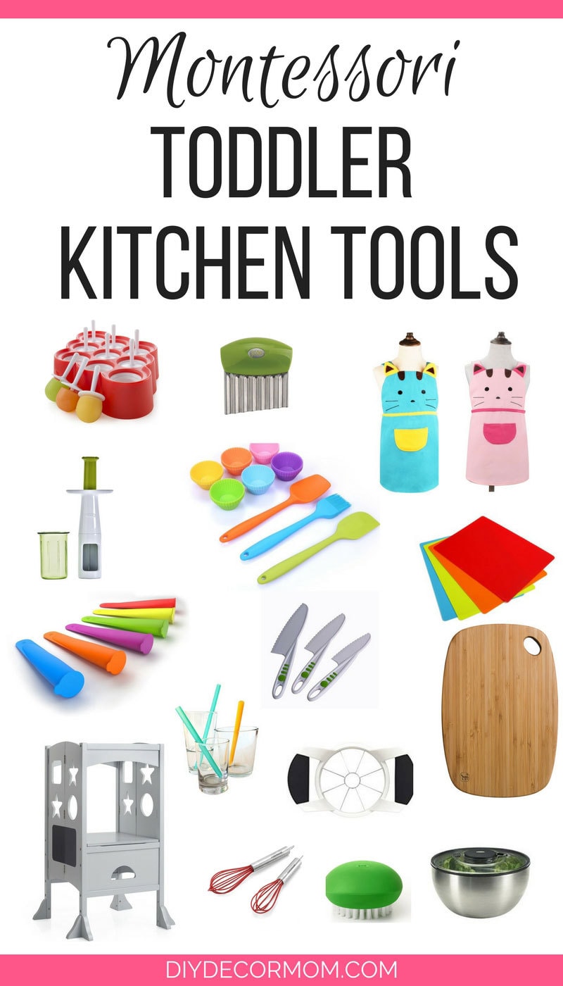 The best Kids Cooking Utensils that help kids help out in the kitchen--great montessori tools for toddlers and preschoolers! - Kids Cooking Utensils: The Best Tools for Getting Kids Helping in the Kitchen by popular mom blogger DIY Decor Mom