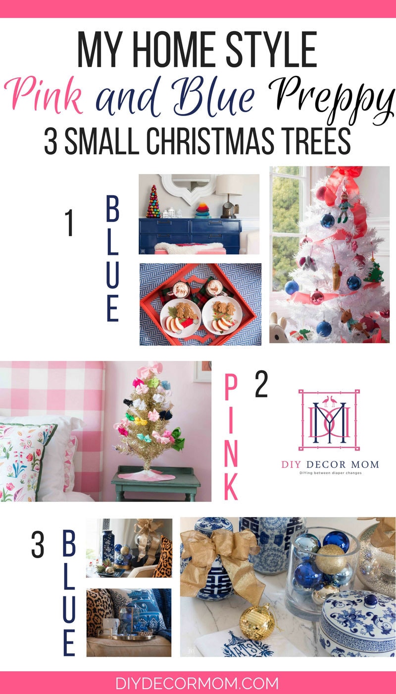 Small Decorated Christmas Trees: Pink and Blue and Gold ALL OVER by popular home decor blogger DIY Decor Mom