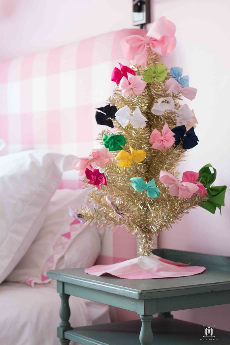 Small Decorated Christmas Trees: Pink and Blue and Gold ALL OVER by popular home decor blogger DIY Decor Mom