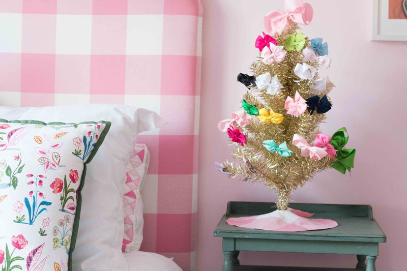 Small Decorated Christmas Trees: Pink and Blue and Gold ALL OVER by popular home decor blogger DIY Decor Mom