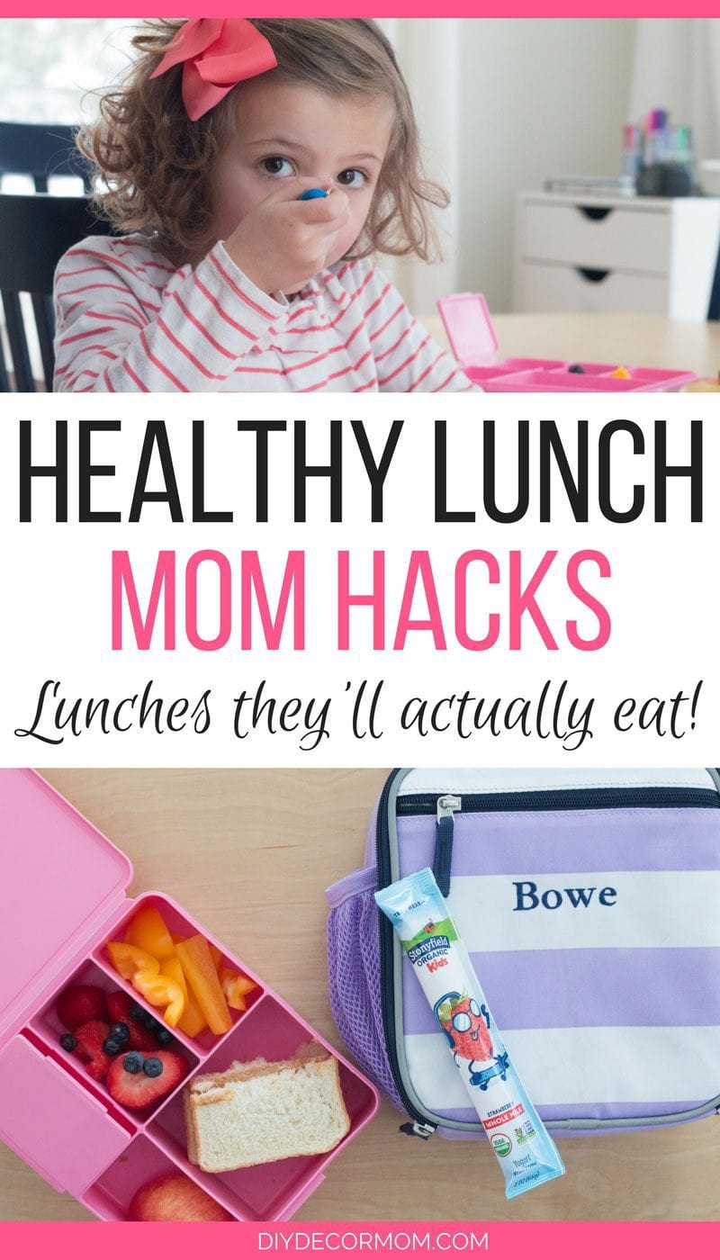 Toddler Lunch Tips for toddlers | girl eating yogurt and lunch box