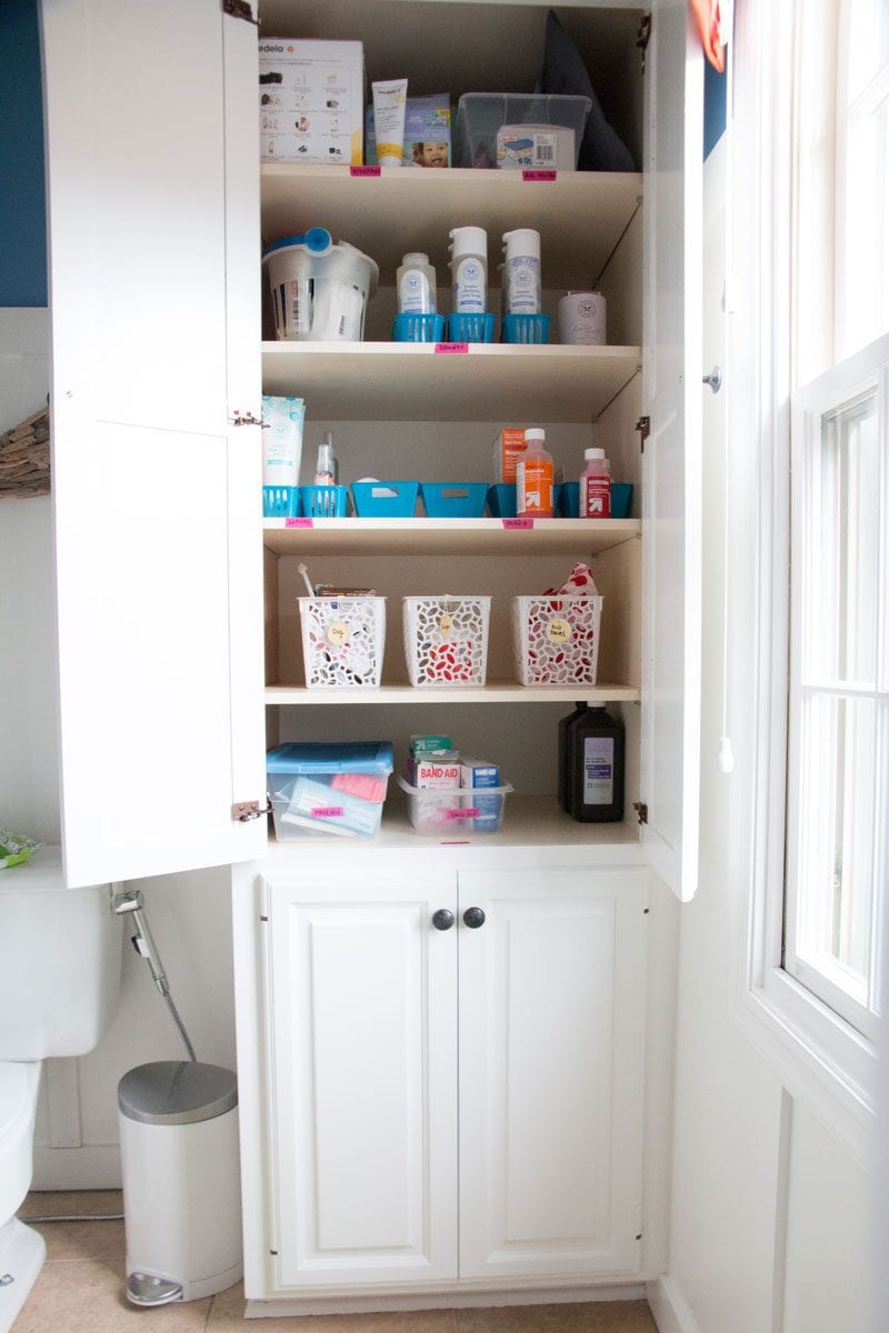 Home organization tips for REAL moms who don't have all day to color code their bathroom cabinets! See all of the popular decor blogger DIY DECOR MOM here! - Home Organization Tips for REAL Moms by popular home decor blogger DIY Decor Mom