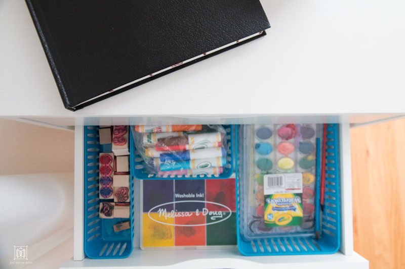 how to organize kids crafts supplies and kids art supply storage systems on DIY Decor Mom