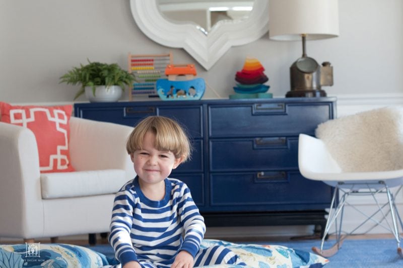 kid sitting on giant floor cushion | diy floor pillow | 