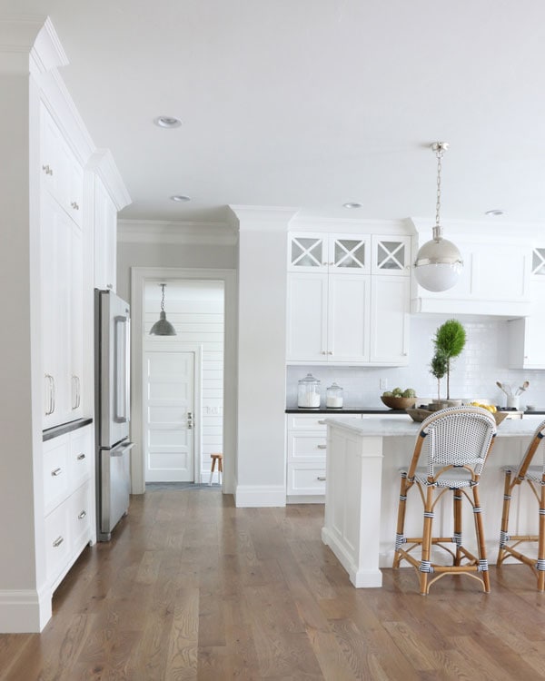 BM 1548 classic gray kitchen by Studio McGee with Simply White cabinets