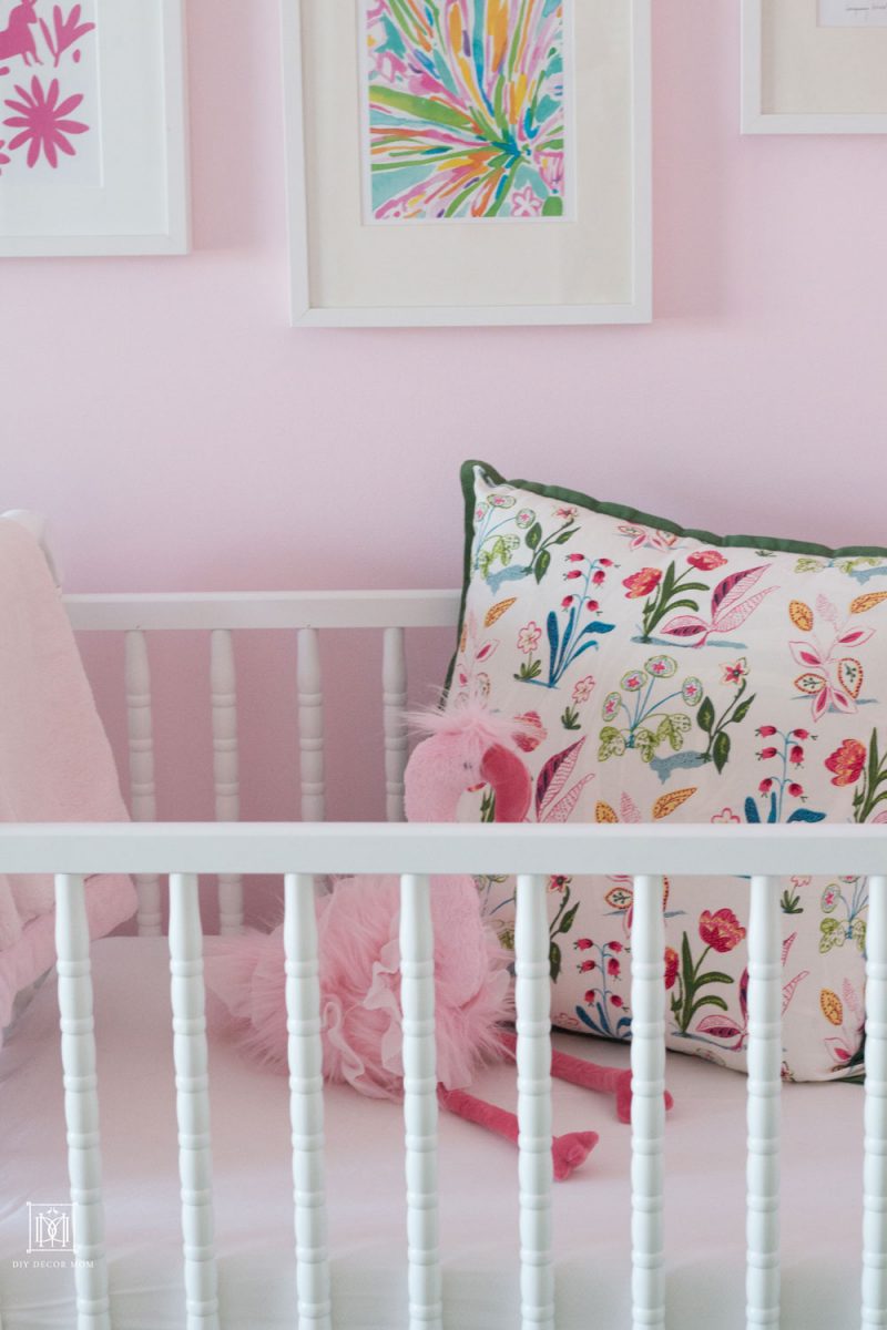 girls nursery with jenny lind crib