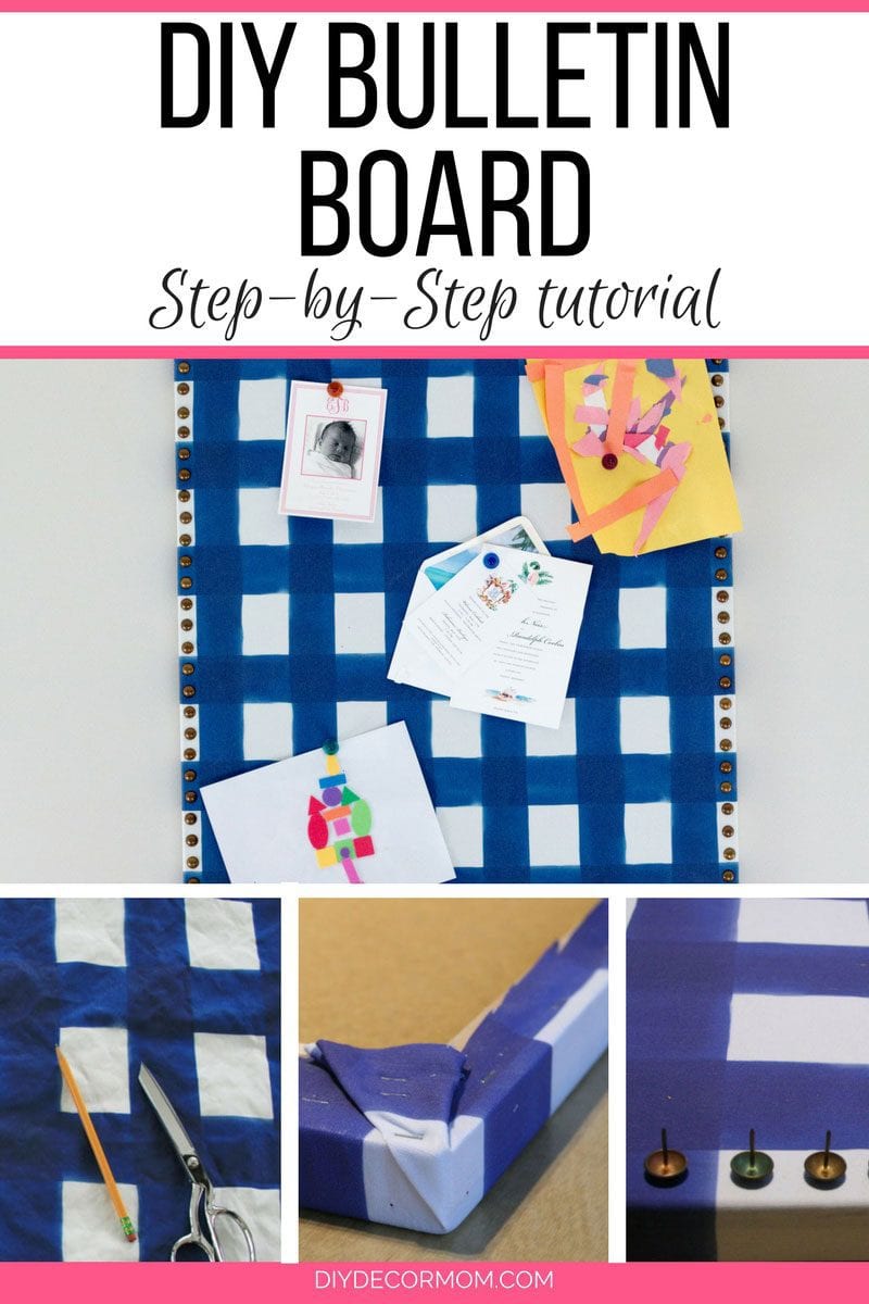 how to make diy bulletin board step-by-step tutorial blue buffalo check and nailhead trim