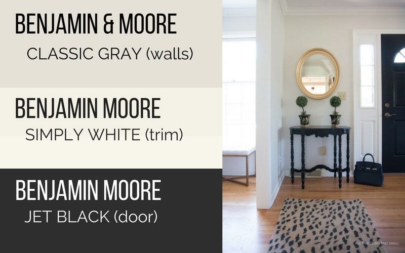 light grey paint color swatches classic gray walls hallway simply white trim and jet black door