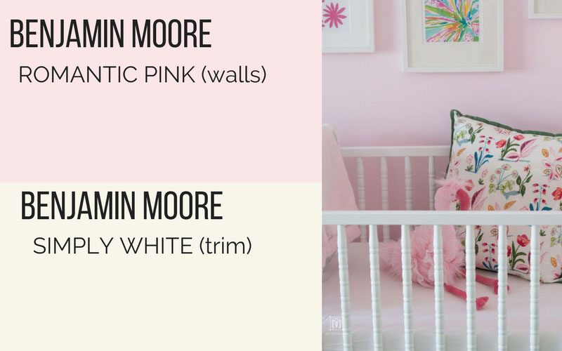 girl nursery color scheme- benjamin moore romantic pink and simply white