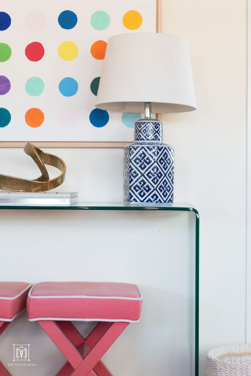 Glass shop entrance table