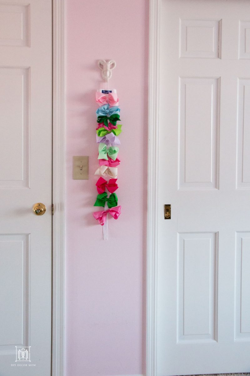 bow ribbon in light pink shared girls bedroom nursery