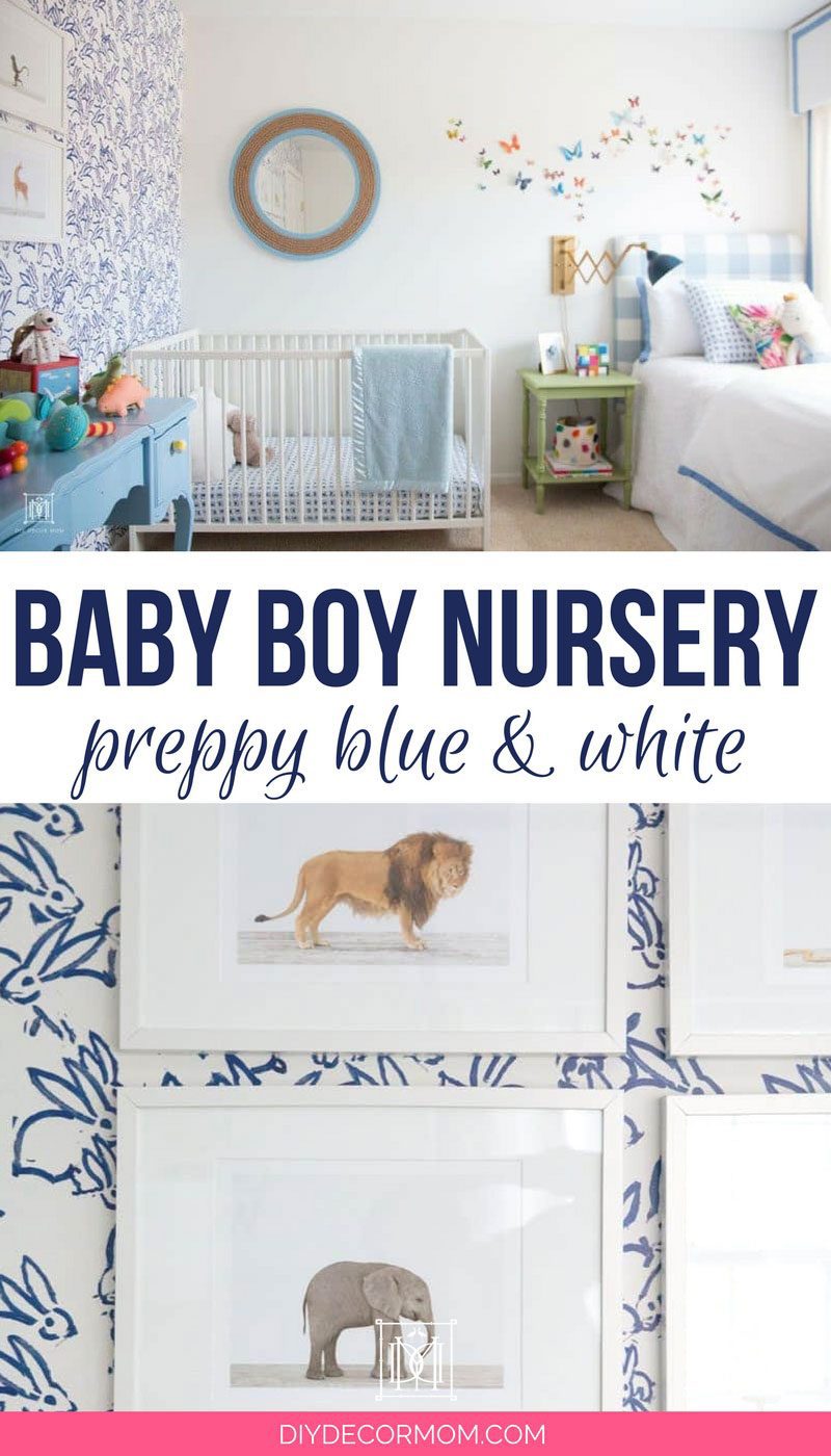 baby boy room decor- blue and white baby boy nursery decor