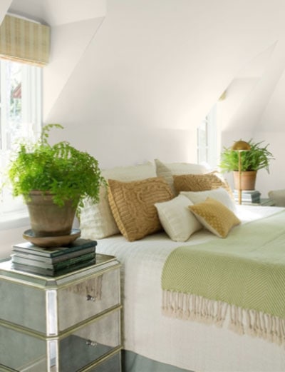 attic bedroom with balboa mist on the walls