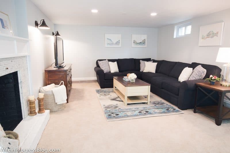 wife in progress basement playroom with kids