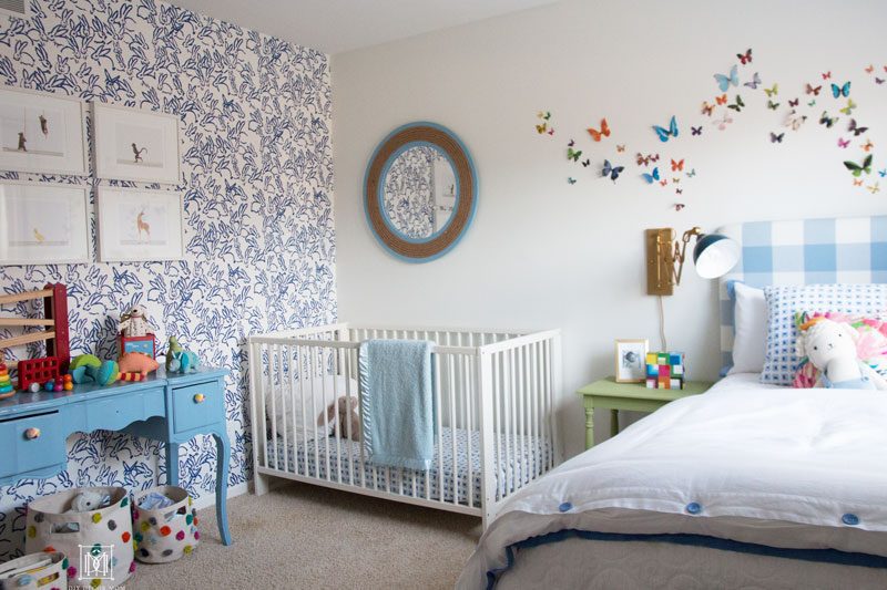 baby boy room decor blue and white accent wall