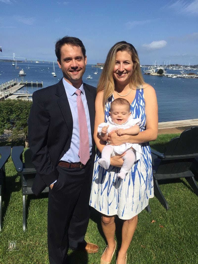 couple traveling with baby at wedding 