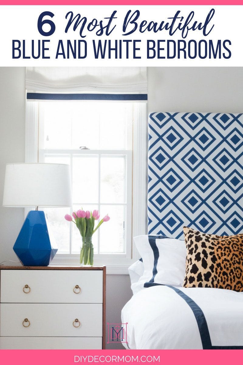 blue and white bedroom with blue and white lamp blue and white headboard and blue and white bedding