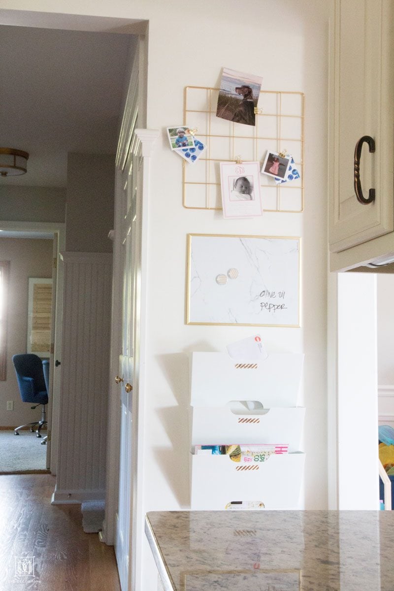 file folders white board mounted on wall for command center ideas in kitchen