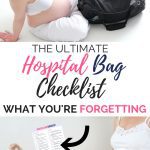 pregnant woman packing hospital bag for baby and mom including a hospital bag checklist