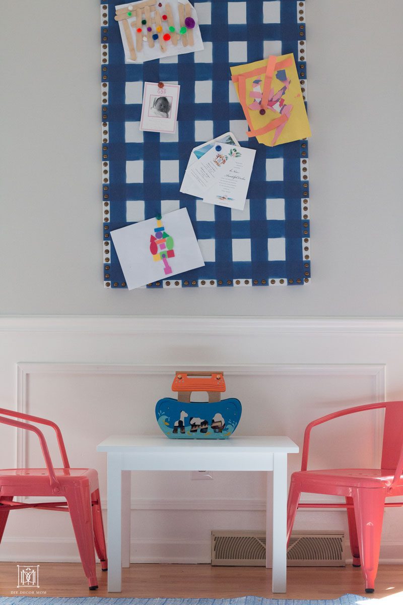 playroom with buffalo check bulletin board and air vent improving indoor air quality indoors