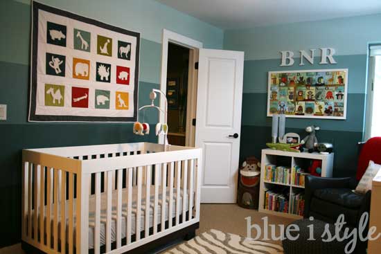 blue ombre walls and animal themed boy nursery ideas from blue i style