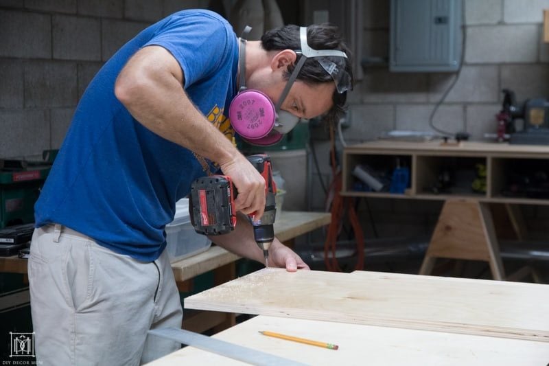 making a diy console table drilling holes for diy console table