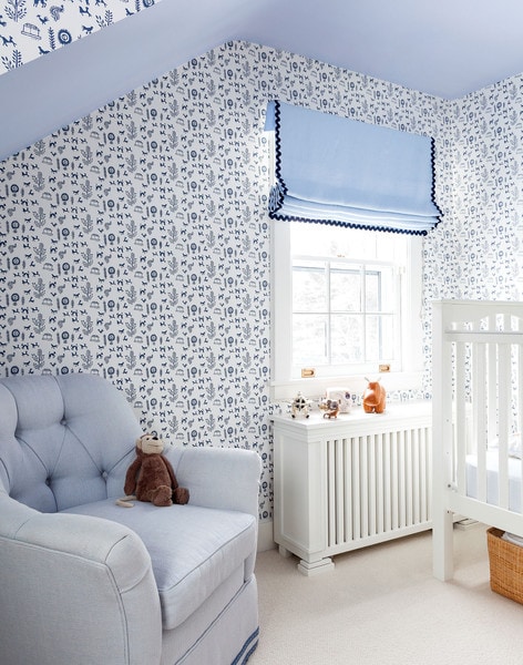 blue and white wallpaper great ideas for boy nursery