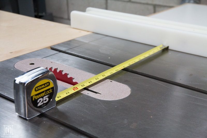 table saw with measuring tape