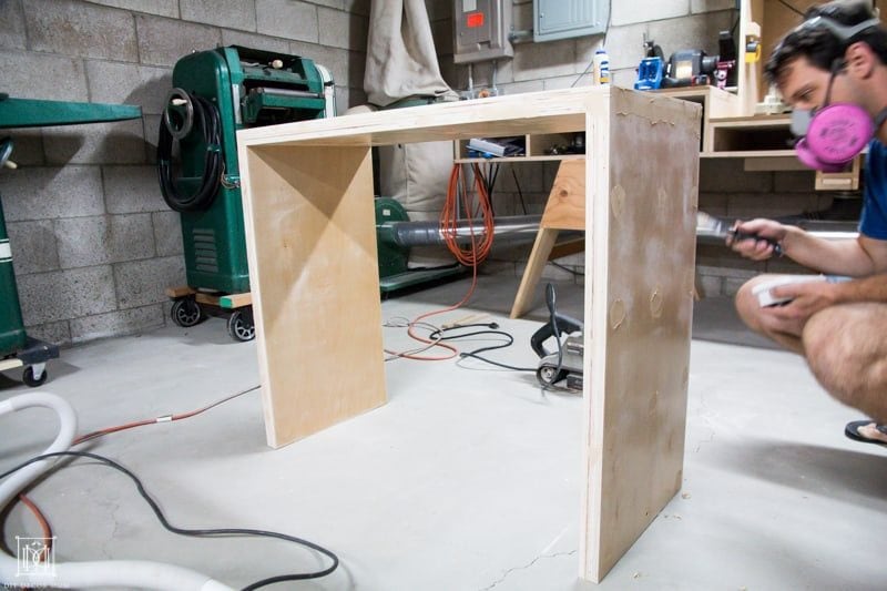 use wood glue to cover all the holes in the diy console table