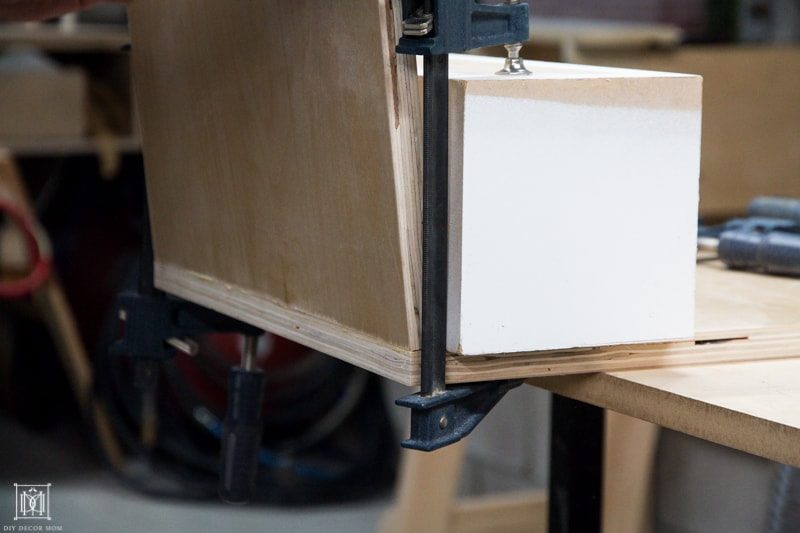 using clamps to make diy console table