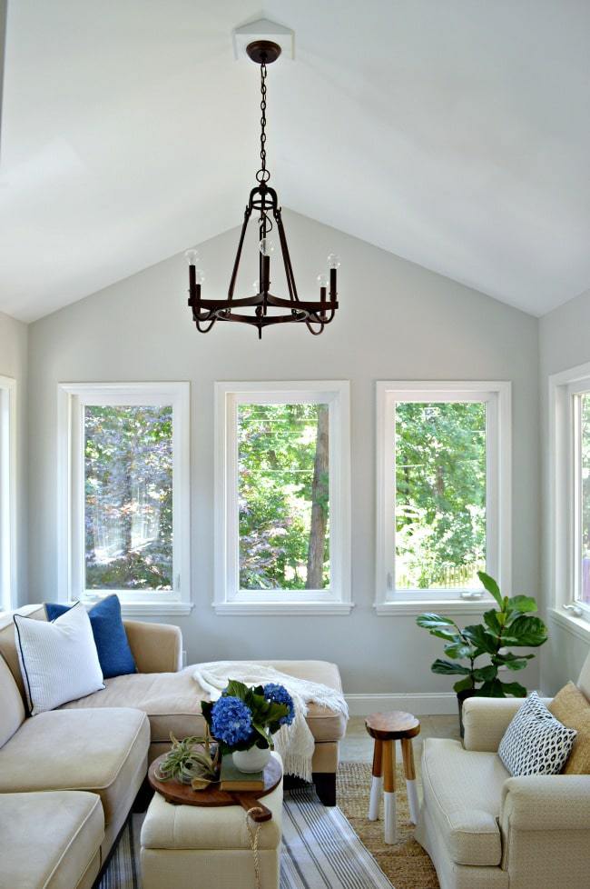 Benjamin Moore Gray Owl sunroom by Chatfield Court