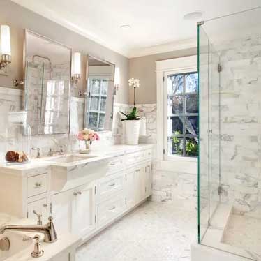 revere pewter bathroom with marble