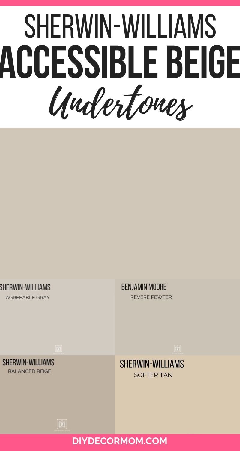 sherwin-williams accessible beige undertones compared to greige paint chip colors