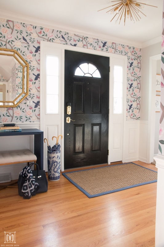 chinoiserie wallpaper in foyer