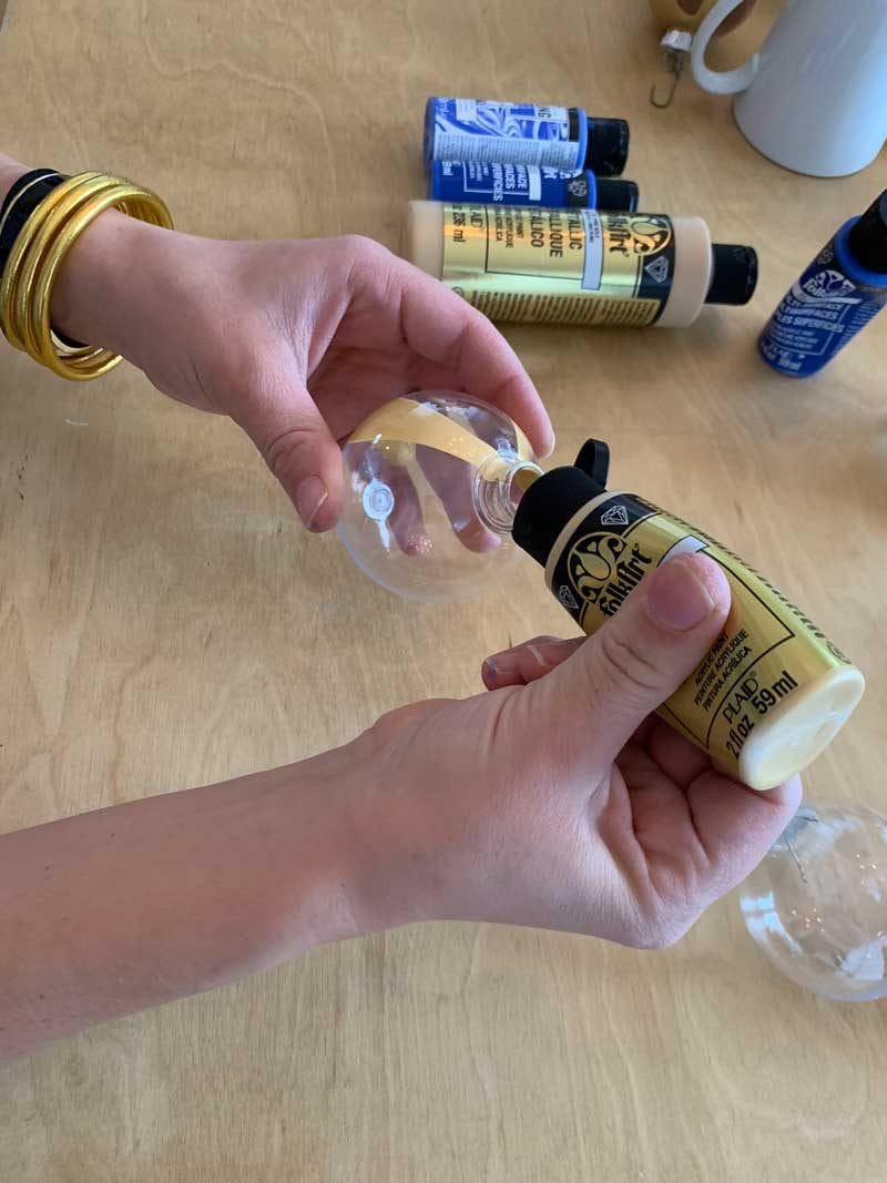 diy painted ornaments with gold paint