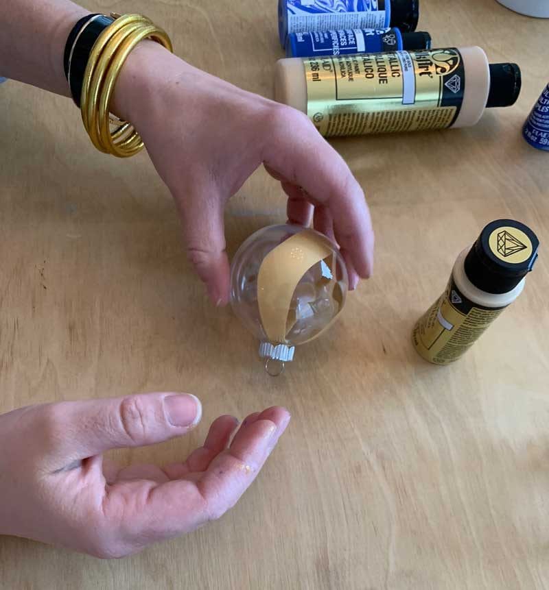 how to paint ornaments with marbled effect